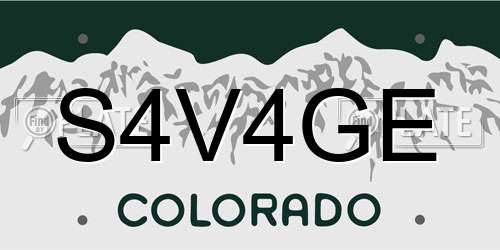 S4V4GE Colorado License Plate