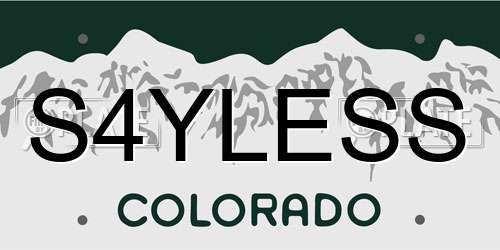 S4YLESS Colorado License Plate