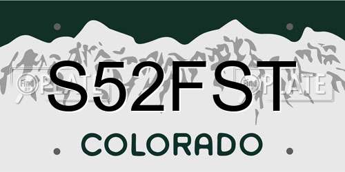 S52FST Colorado License Plate