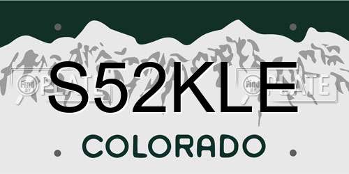 S52KLE Colorado License Plate