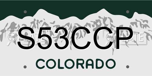 S53CCP Colorado License Plate