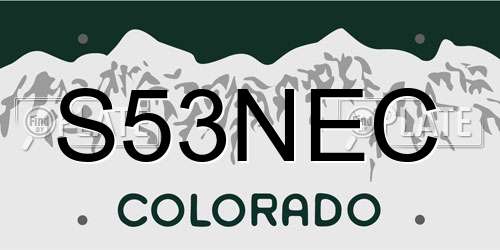 S53NEC Colorado License Plate