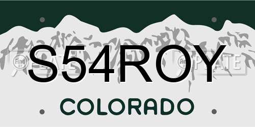S54ROY Colorado License Plate