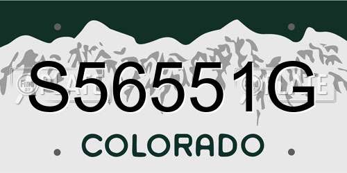 S56551G Colorado License Plate