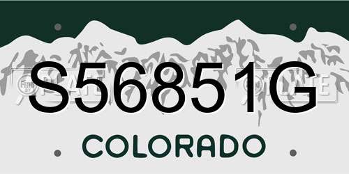 S56851G Colorado License Plate