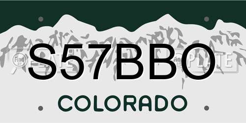 S57BBO Colorado License Plate