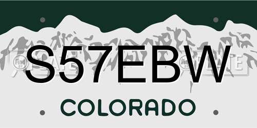 S57EBW Colorado License Plate