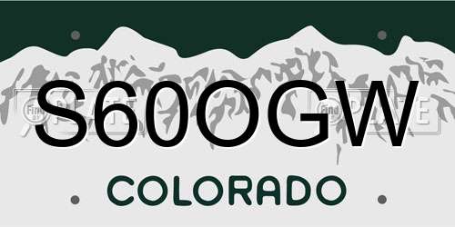 S60OGW Colorado License Plate