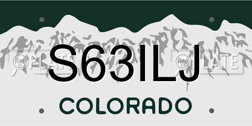 S63ILJ Colorado License Plate