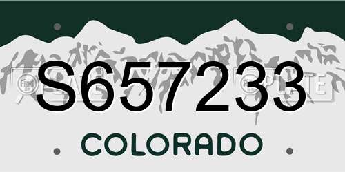 S657233 Colorado License Plate