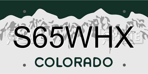 S65WHX Colorado License Plate
