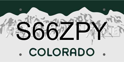 S66ZPY Colorado License Plate