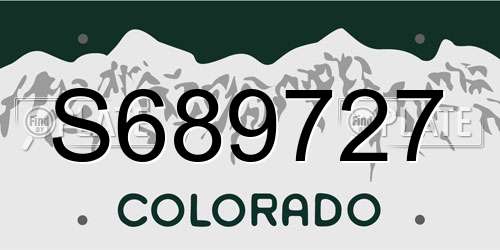 S689727 Colorado License Plate