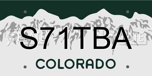 S71TBA Colorado License Plate