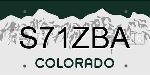 S71ZBA Colorado License Plate