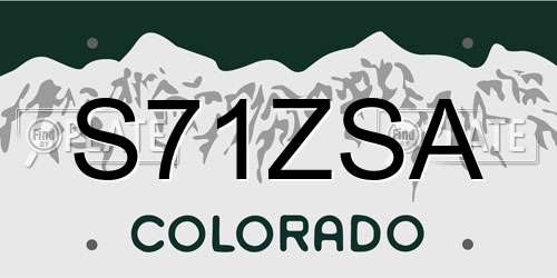 S71ZSA Colorado License Plate