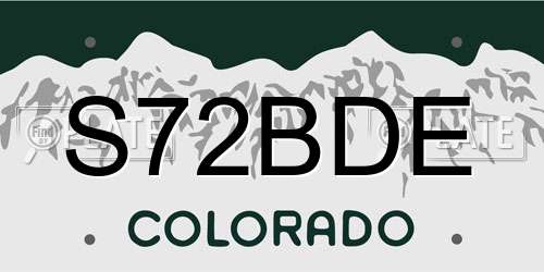 S72BDE Colorado License Plate