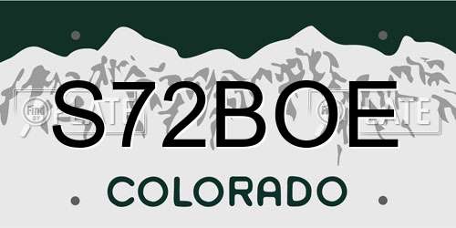 S72BOE Colorado License Plate