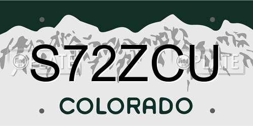 S72ZCU Colorado License Plate