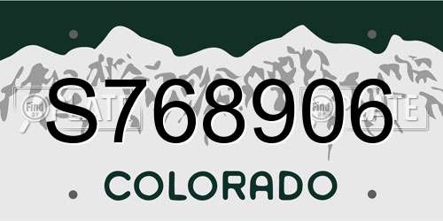 S768906 Colorado License Plate