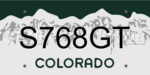 S768GT Colorado License Plate