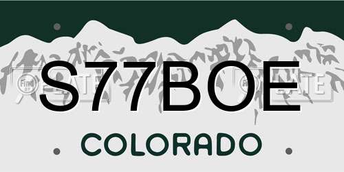 S77BOE Colorado License Plate