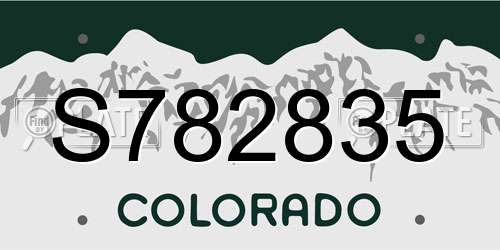 S782835 Colorado License Plate