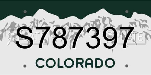 S787397 Colorado License Plate