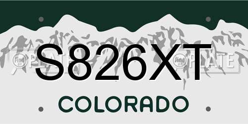 S826XT Colorado License Plate