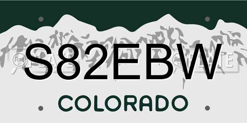 S82EBW Colorado License Plate