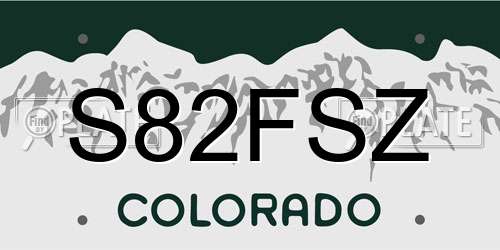 S82FSZ Colorado License Plate