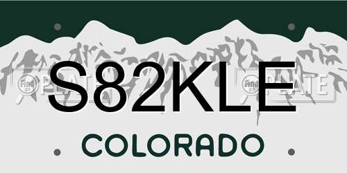S82KLE Colorado License Plate