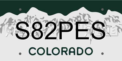 S82PES Colorado License Plate