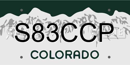 S83CCP Colorado License Plate