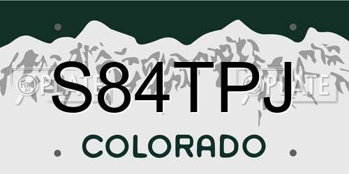 S84TPJ Colorado License Plate