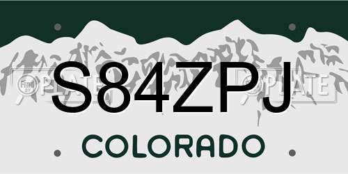 S84ZPJ Colorado License Plate