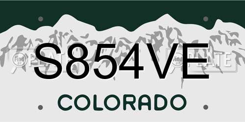 S854VE Colorado License Plate