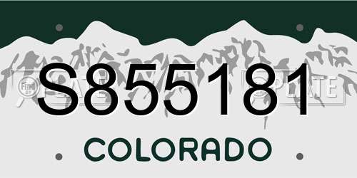 S855181 Colorado License Plate