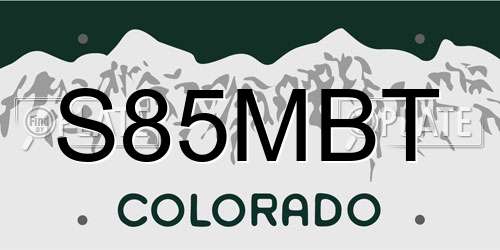 S85MBT Colorado License Plate