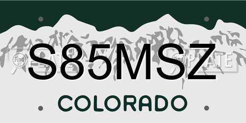 S85MSZ Colorado License Plate
