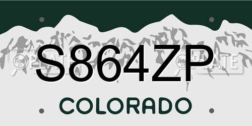S864ZP Colorado License Plate