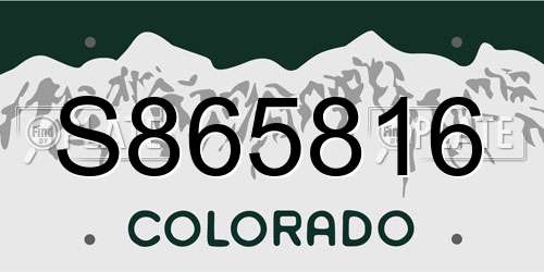 S865816 Colorado License Plate