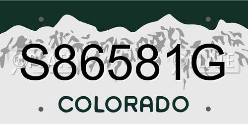 S86581G Colorado License Plate