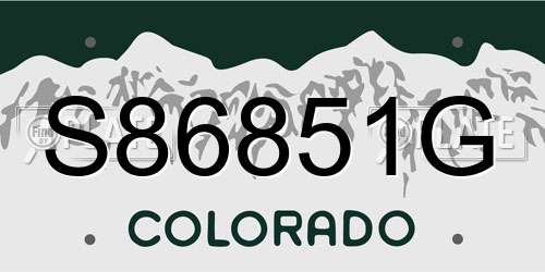 S86851G Colorado License Plate