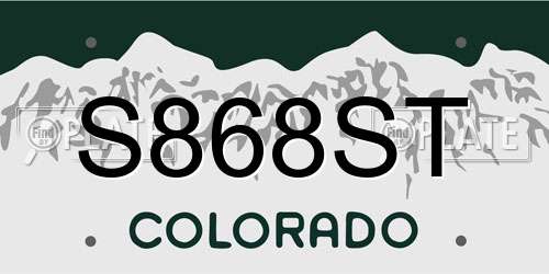 S868ST Colorado License Plate