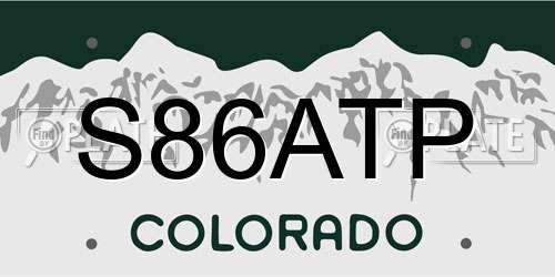 S86ATP Colorado License Plate