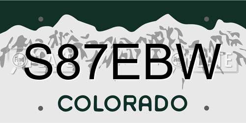 S87EBW Colorado License Plate