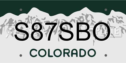 S87SBO Colorado License Plate