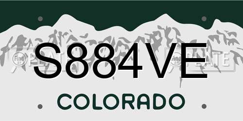 S884VE Colorado License Plate