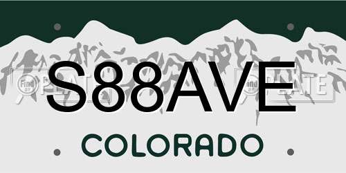 S88AVE Colorado License Plate